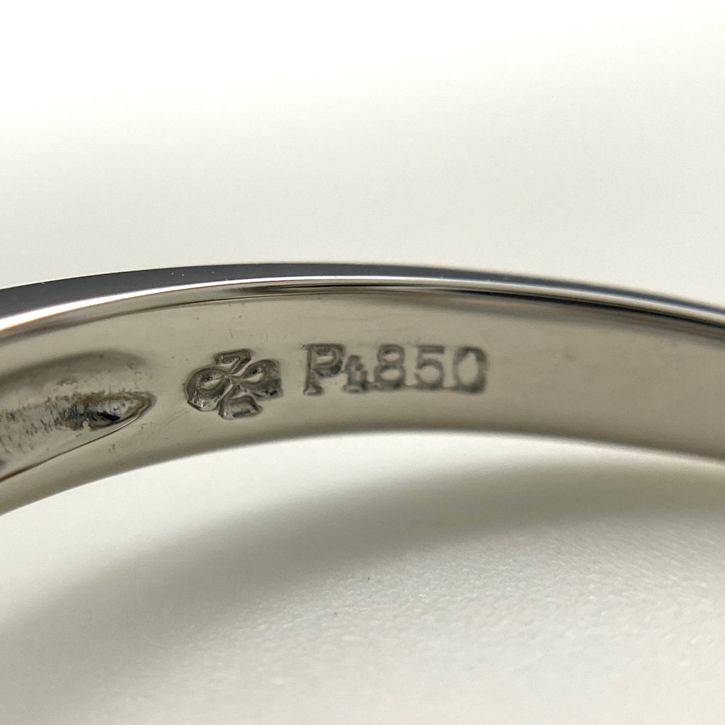 エメラルド デザインリング プラチナ 指輪 メレダイヤ リング 15号 Pt850 エメラルド ダイヤモンド レディース 【中古】nbjwl