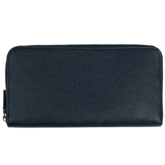 プラダ ロゴ ラウンドファスナー 長財布 ラウンドジップ 長財布 サフィアーノレザー ネイビー　 レディース 【中古】brbag