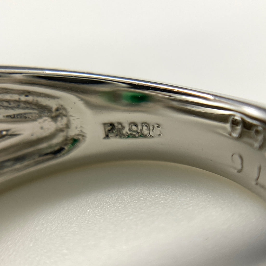 エメラルド デザインリング プラチナ 指輪 メレダイヤ リング 11号 Pt900 エメラルド ダイヤモンド レディース 【中古】nbjwl