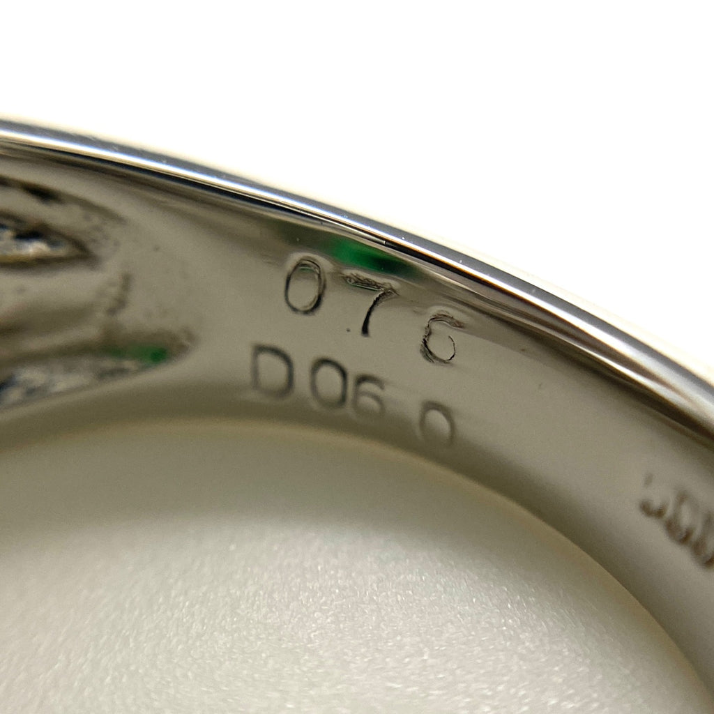 エメラルド デザインリング プラチナ 指輪 メレダイヤ リング 11号 Pt900 エメラルド ダイヤモンド レディース 【中古】nbjwl