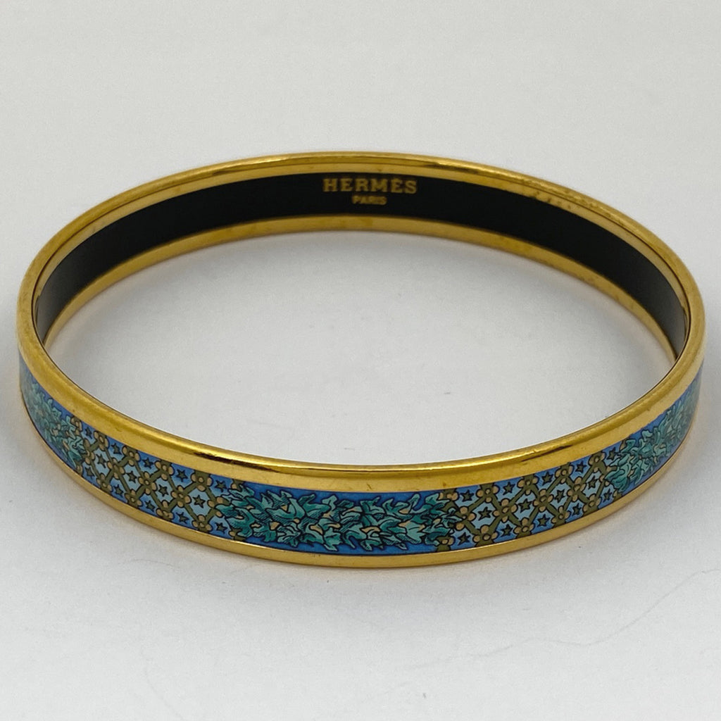 エルメス エマイユ PM 腕輪 七宝焼き バングル GP ゴールド ブルー レディース 【中古】bracc