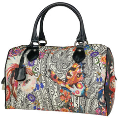 エトロ ペイズリー柄 ハンドバッグ フラワー ミニボストン ハンドバッグ コーティングキャンバス ホワイト ブラック マルチカラー レディース 【中古】brbag