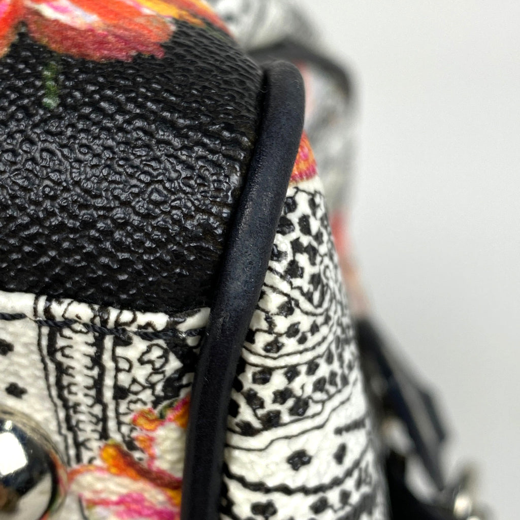 エトロ ペイズリー柄 ハンドバッグ フラワー ミニボストン ハンドバッグ コーティングキャンバス ホワイト ブラック マルチカラー レディース 【中古】brbag