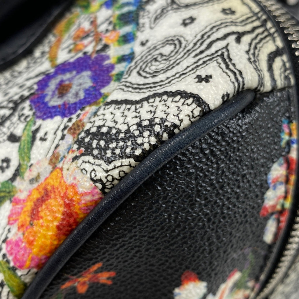 エトロ ペイズリー柄 ハンドバッグ フラワー ミニボストン ハンドバッグ コーティングキャンバス ホワイト ブラック マルチカラー レディース 【中古】brbag