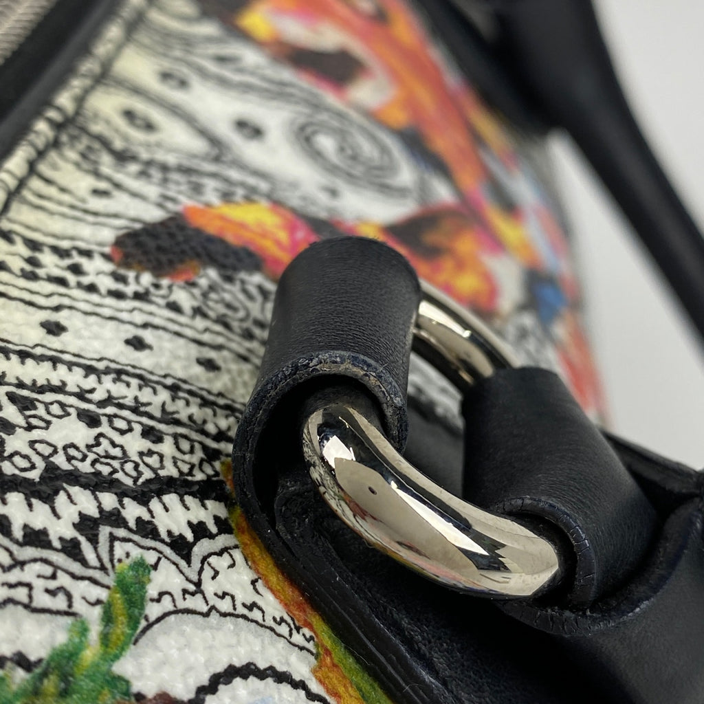 エトロ ペイズリー柄 ハンドバッグ フラワー ミニボストン ハンドバッグ コーティングキャンバス ホワイト ブラック マルチカラー レディース 【中古】brbag