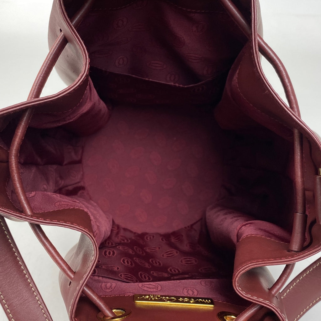 カルティエ マストライン ショルダーバッグ 巾着型 ショルダーバッグ レザー ボルドー レディース 【中古】brbag
