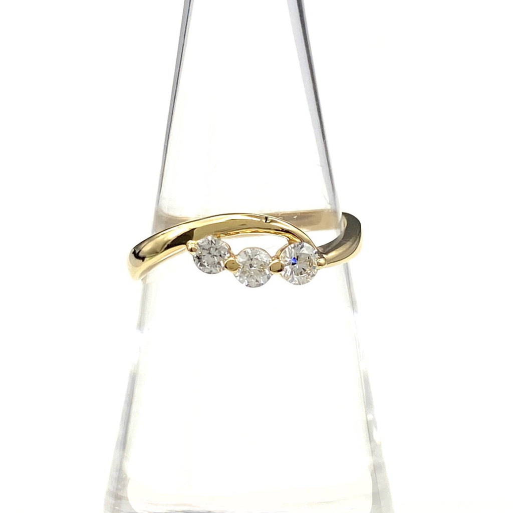 メレダイヤ デザインリング YG イエローゴールド 指輪 リング 13号 K18 ダイヤモンド レディース 【中古】nbjwl