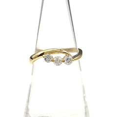 メレダイヤ デザインリング YG イエローゴールド 指輪 リング 13号 K18 ダイヤモンド レディース 【中古】nbjwl