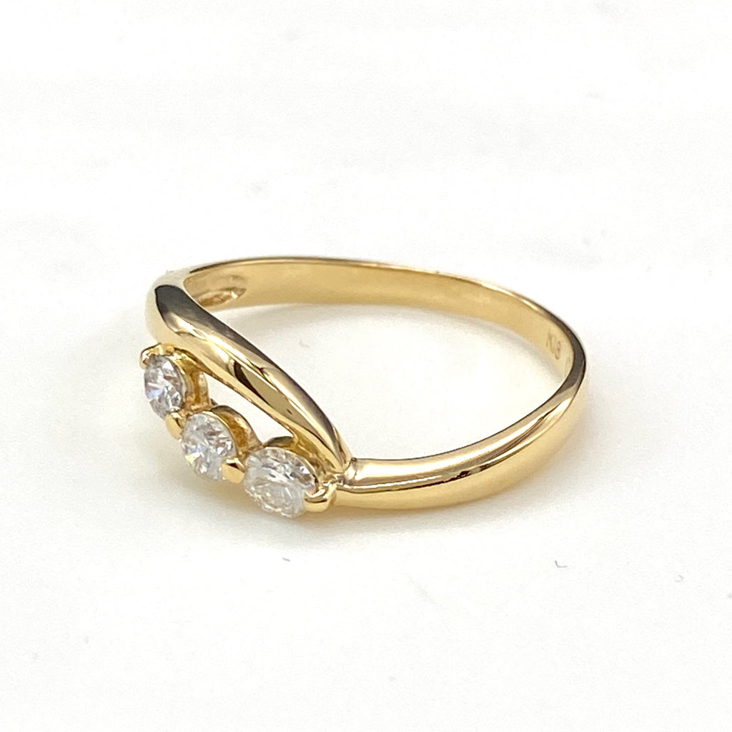 メレダイヤ デザインリング YG イエローゴールド 指輪 リング 13号 K18 ダイヤモンド レディース 【中古】nbjwl