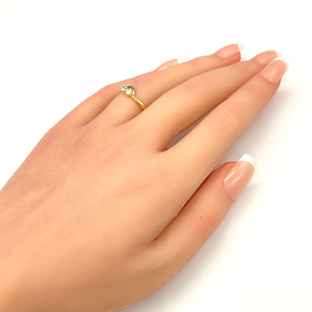 メレダイヤ デザインリング YG イエローゴールド 指輪 リング 13号 K18 ダイヤモンド レディース 【中古】nbjwl