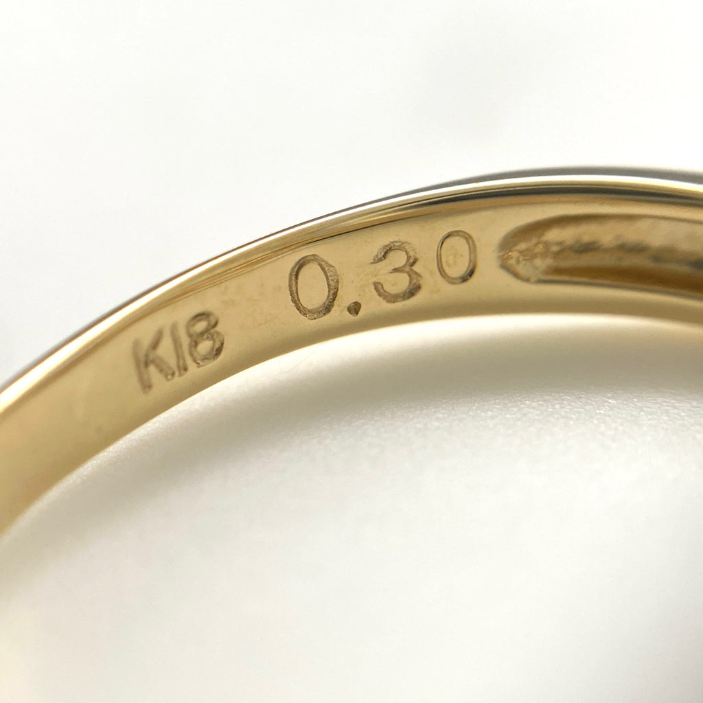 メレダイヤ デザインリング YG イエローゴールド 指輪 リング 13号 K18 ダイヤモンド レディース 【中古】nbjwl