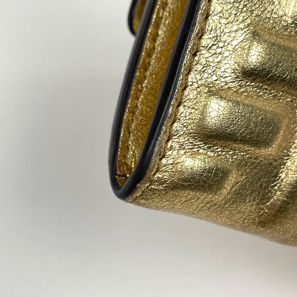 フェンディ コンチネンタル 長財布 二つ折り財布 札入れ 小銭入れ 長財布 レザー ゴールド 8M0251 レディース 【中古】brbag