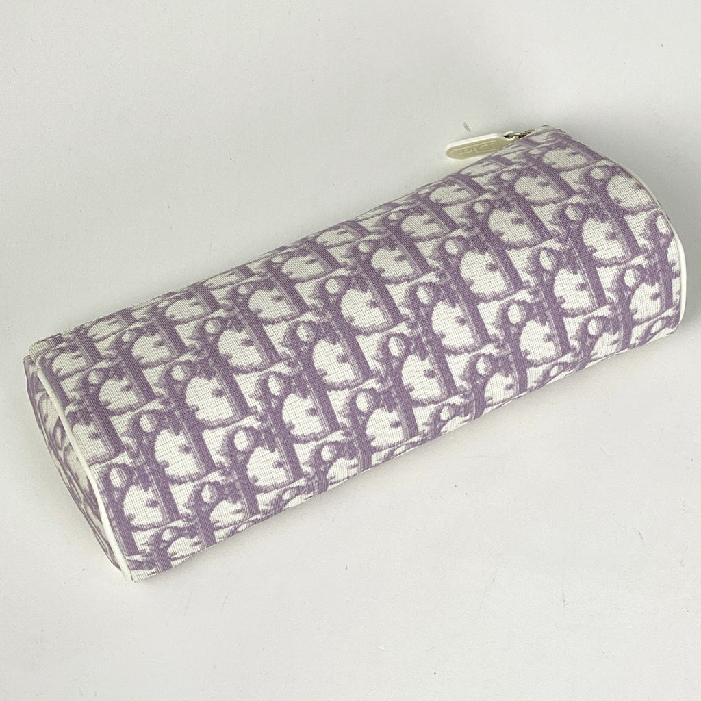 クリスチャンディオール トロッター柄 ポーチ メイク コスメ 小物入れ 化粧ポーチ コーティングキャンバス パープル ホワイト レディース 【中古】brbag