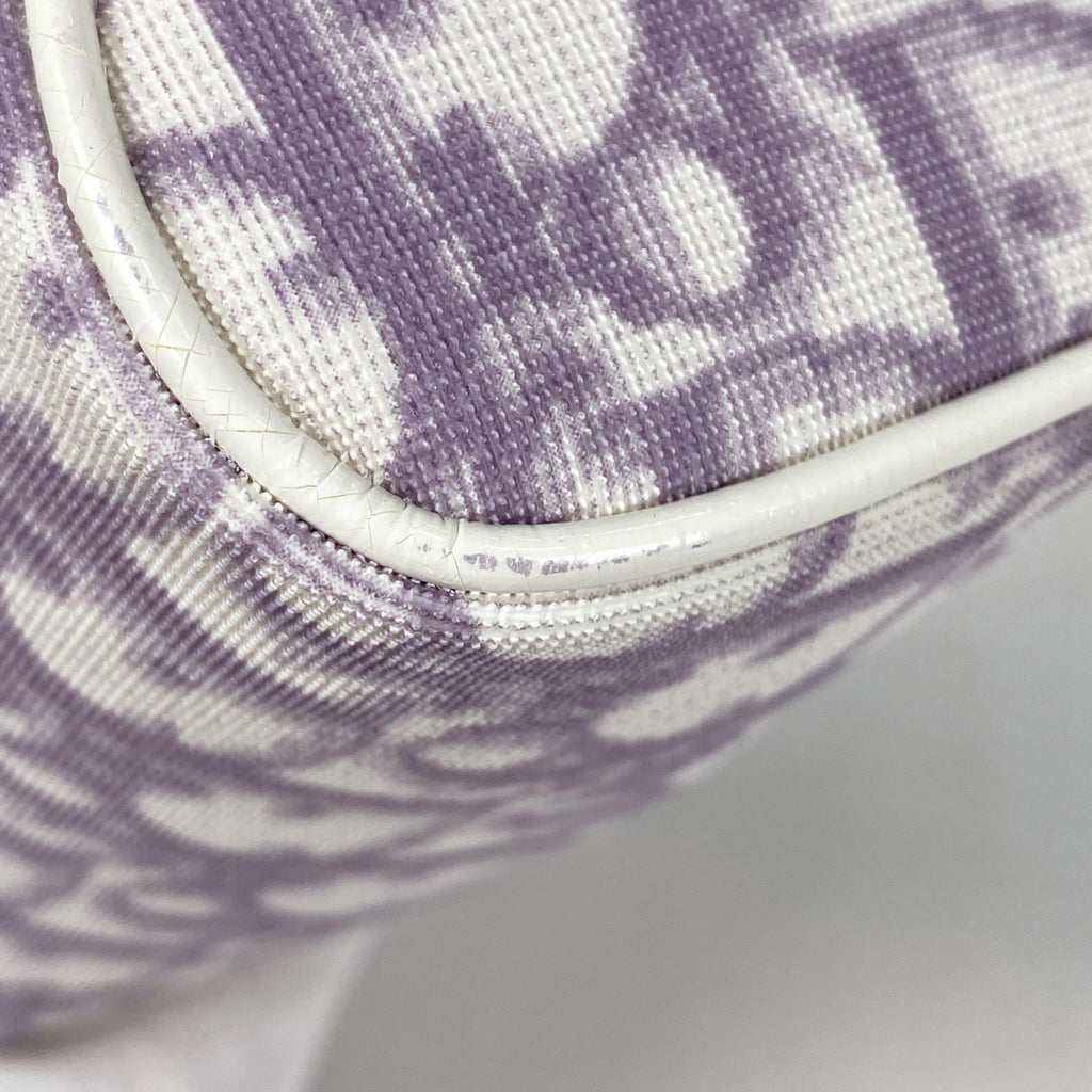 クリスチャンディオール トロッター柄 ポーチ メイク コスメ 小物入れ 化粧ポーチ コーティングキャンバス パープル ホワイト レディース 【中古】brbag