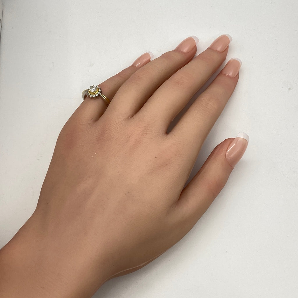 メレダイヤ デザインリング プラチナ YG イエローゴールド 指輪 リング 9.5号 Pt900 K18 ダイヤモンド レディース 【中古】nbjwl