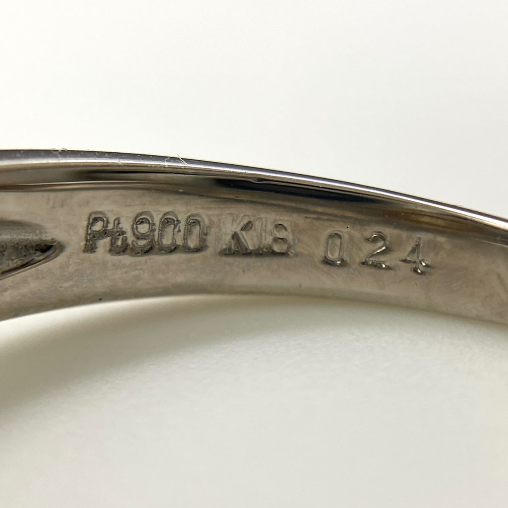 メレダイヤ デザインリング プラチナ YG イエローゴールド 指輪 リング 9.5号 Pt900 K18 ダイヤモンド レディース 【中古】nbjwl