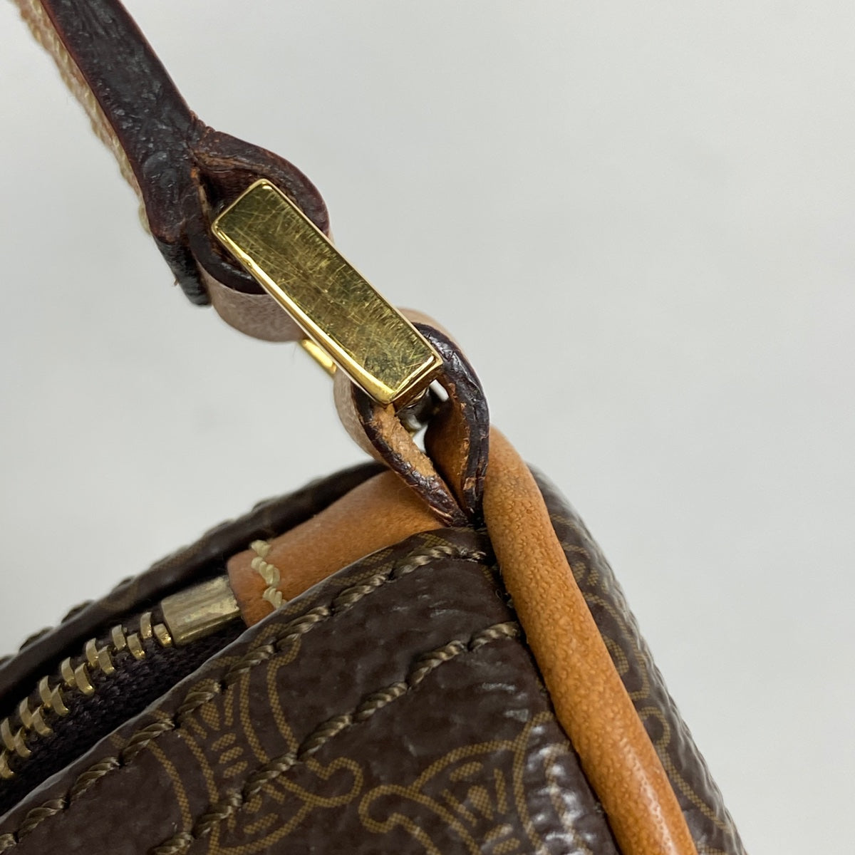 セリーヌ　アクセサリーポーチ　ワンショルダー　 マカダム柄　キャンバス　レザー CELINE Cマカダム アクセサリーポーチ キャンバス