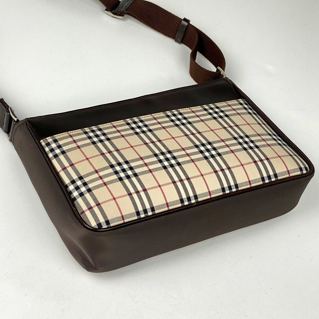 バーバリー ロゴ ショルダーバッグ チェック柄 ショルダーバッグ キャンバス ベージュ レディース 【中古】brbag