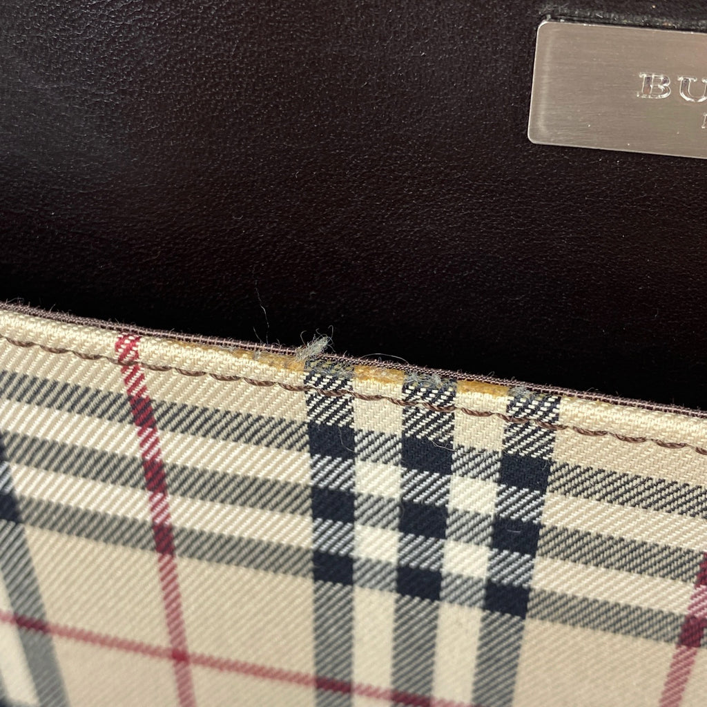 バーバリー ロゴ ショルダーバッグ チェック柄 ショルダーバッグ キャンバス ベージュ レディース 【中古】brbag