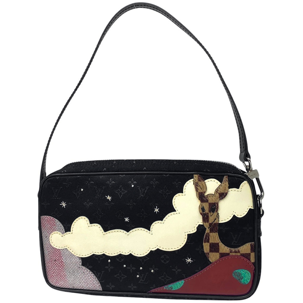 ルイ・ヴィトン コントドゥフェポシェット ハンドバッグ キリンモチーフ ハンドバッグ モノグラムサテン ブラック M92275 レディース 【中古】brbag