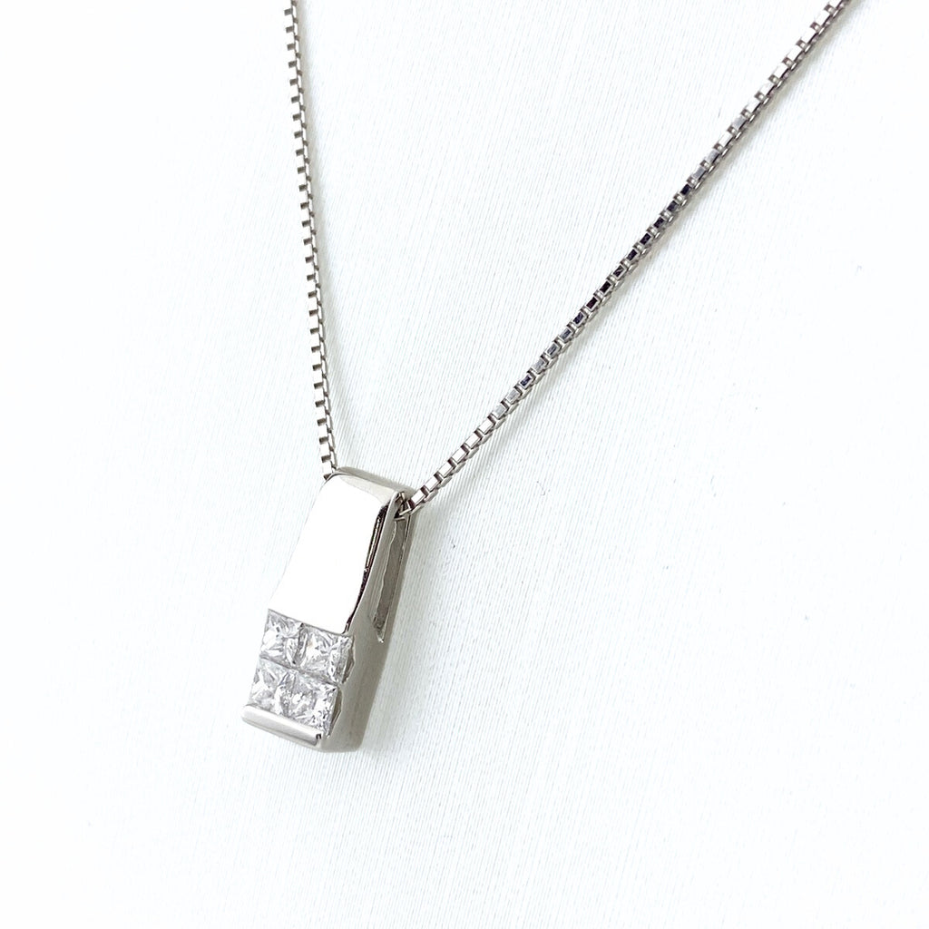 メレダイヤ デザインネックレス WG ホワイトゴールド ペンダント ネックレス K18 WG ダイヤモンド レディース 【中古】nbjwl