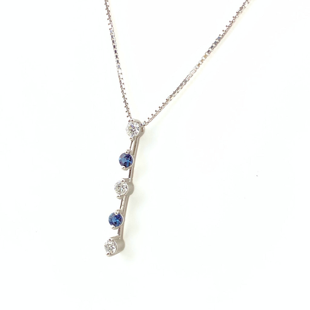アレキサンドライト デザインネックレス WG ホワイトゴールド プラチナ ペンダント メレダイヤ ネックレス Pt900 K18 WG レディース 【中古】nbjwl