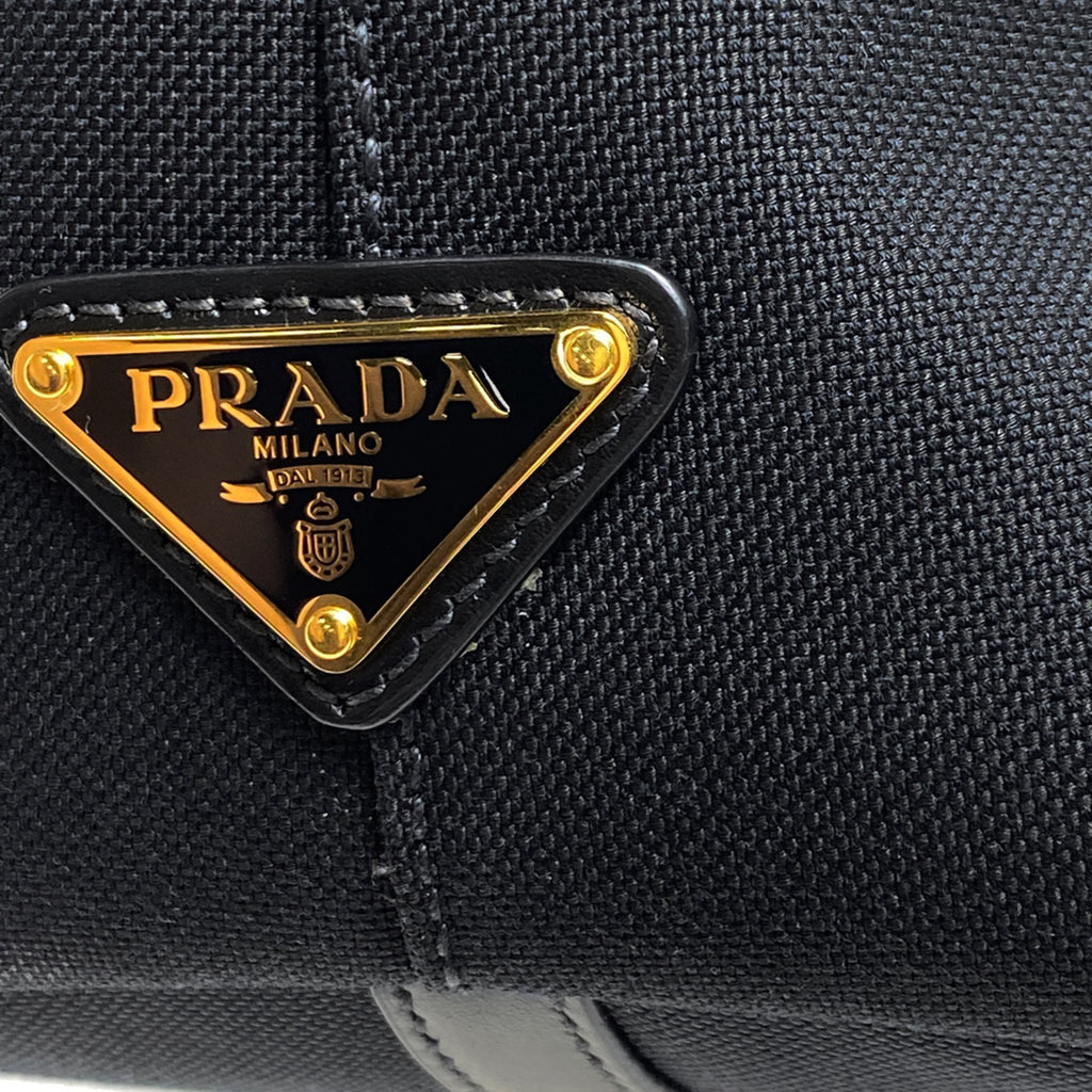 プラダ ロゴ ジャガード トートバッグ ショルダーバッグ トートバッグ キャンバス ネロ(ブラック) レディース 【中古】brbag