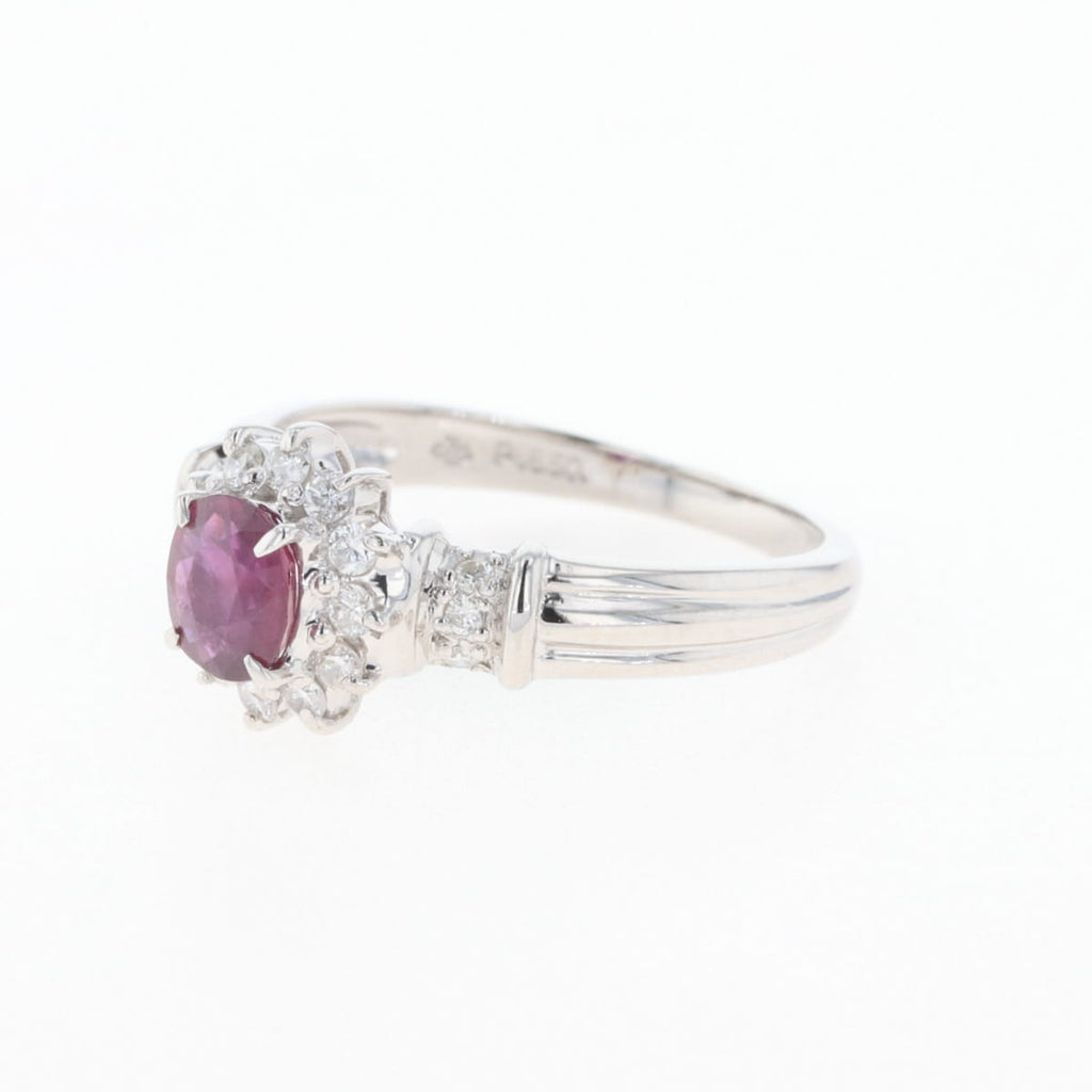ルビー デザインリング プラチナ 指輪 メレダイヤ リング 12号 Pt850 ダイヤモンド レディース 【中古】nbjwl