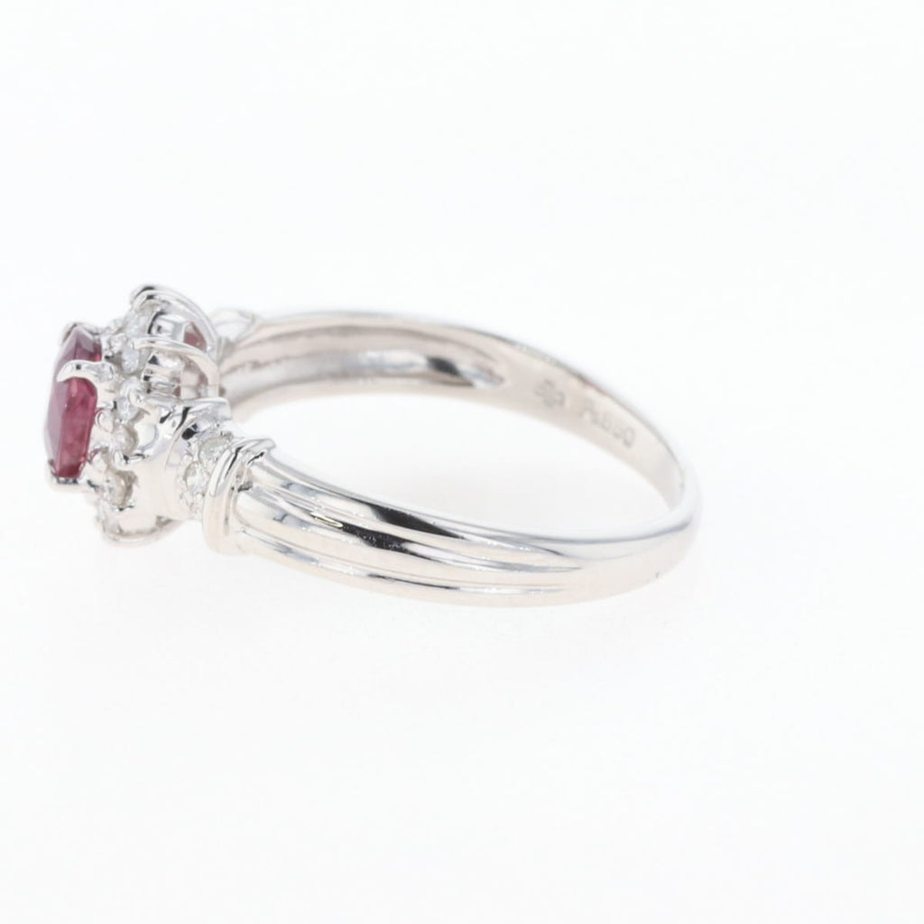 ルビー デザインリング プラチナ 指輪 メレダイヤ リング 12号 Pt850 ダイヤモンド レディース 【中古】nbjwl
