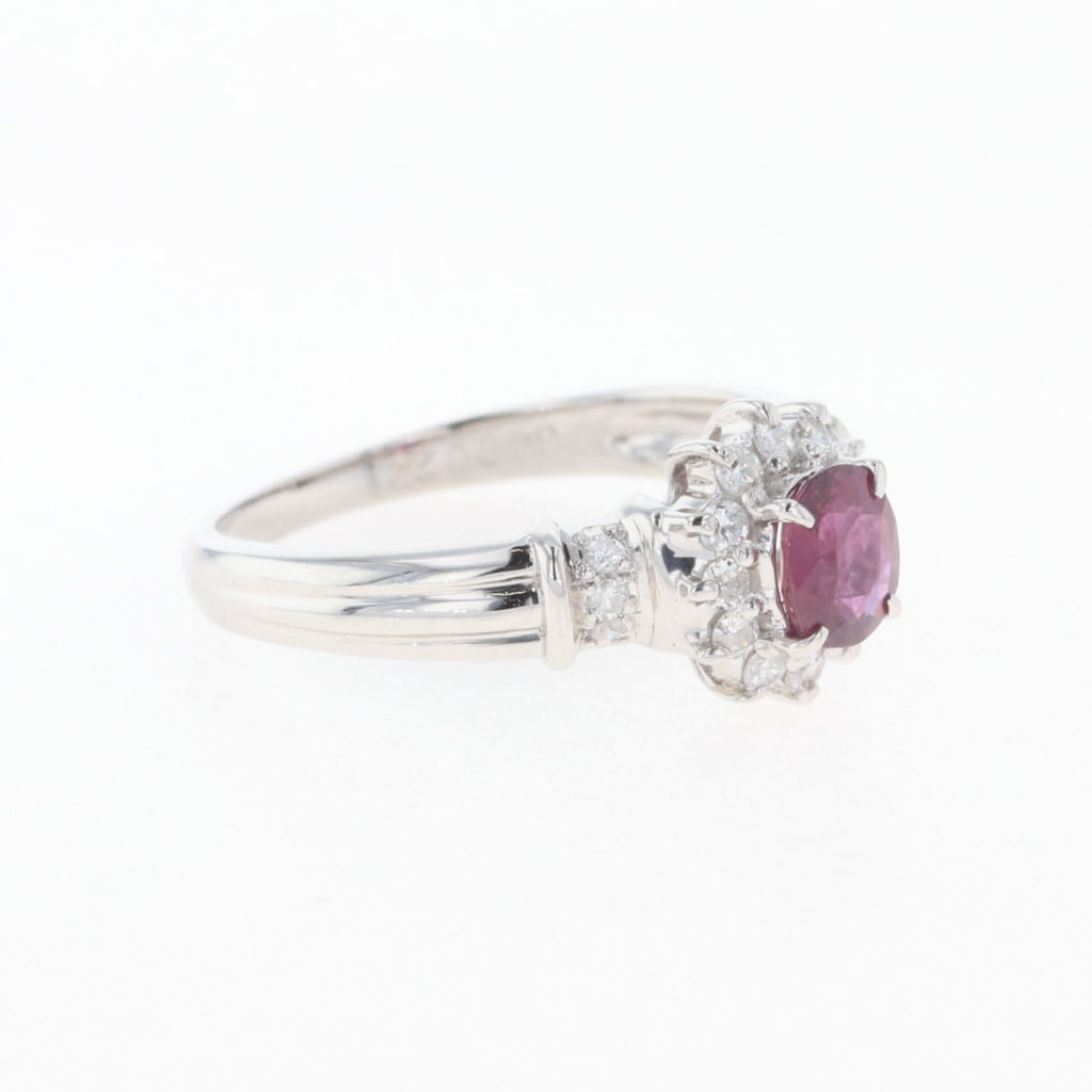 ルビー デザインリング プラチナ 指輪 メレダイヤ リング 12号 Pt850 ダイヤモンド レディース 【中古】nbjwl