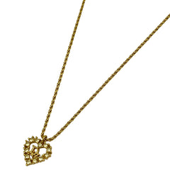 クリスチャンディオール ロゴ ラインストーン ネックレス CD ハートモチーフ ネックレス GP ゴールド レディース 【中古】bracc