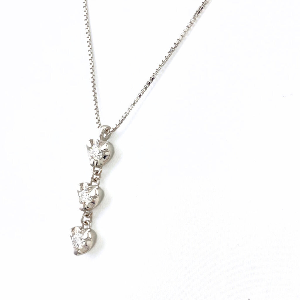 ハートモチーフ デザインネックレス WG ホワイトゴールド ペンダント メレダイヤ ネックレス K18 WG ダイヤモンド レディース 【中古】nbjwl