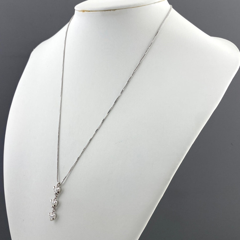 ハートモチーフ デザインネックレス WG ホワイトゴールド ペンダント メレダイヤ ネックレス K18 WG ダイヤモンド レディース 【中古】nbjwl