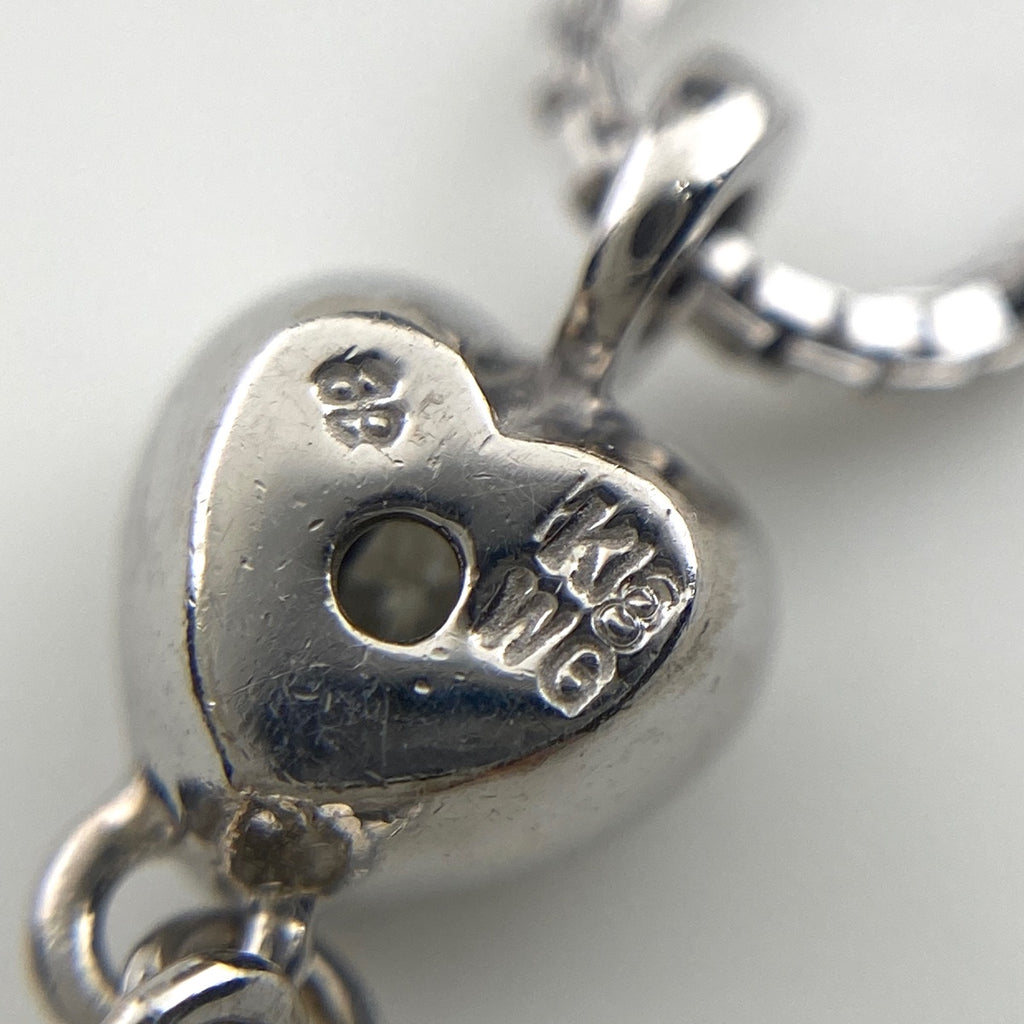 ハートモチーフ デザインネックレス WG ホワイトゴールド ペンダント メレダイヤ ネックレス K18 WG ダイヤモンド レディース 【中古】nbjwl