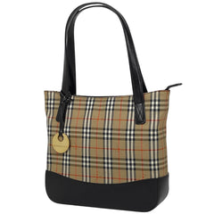 バーバリー チェック柄 ハンドバッグ ロゴ ハンドバッグ キャンバス ブラウン ブラック レディース 【中古】brbag