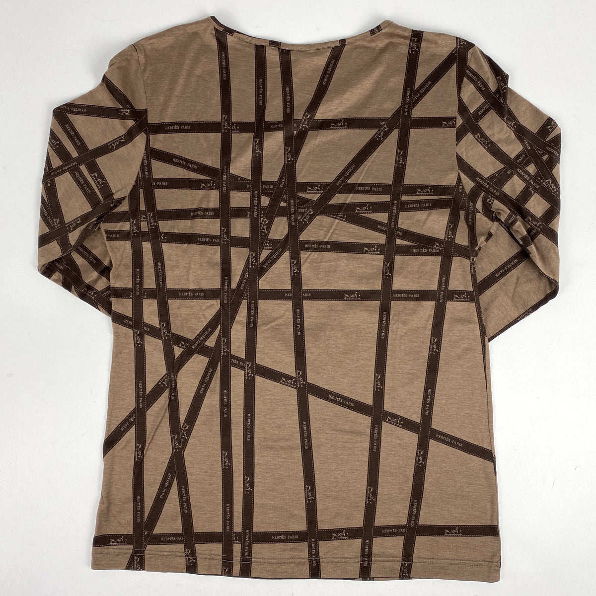 美品★希少★エルメス マルジェラ期　長袖Tシャツ リボン柄 ボルデュック柄　伸縮 HERMES エルメス ボルデュック柄 長袖Tシャツ リボン マルジェラ