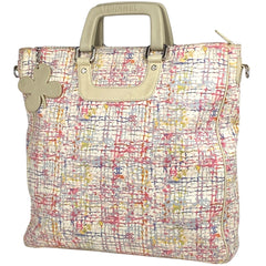 シャネル ココマーク ハンドバッグ 2WAY ショルダーバッグ ツイード柄 クローバー ハンドバッグ キャンバス アイボリー マルチカラー レディース 【中古】brbag