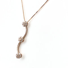 フラワーモチーフ デザインネックレス PG ピンクゴールド ペンダント メレダイヤ 花 ネックレス K18 ダイヤモンド レディース 【中古】nbjwl