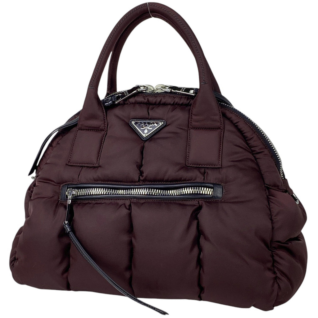 プラダ テスートボンバー ハンドバッグ 2WAY ショルダーバッグ ロゴプレート ハンドバッグ ナイロン パープル レディース 【中古】brbag