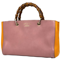 グッチ バンブー ショッパー ミディアム ハンドバッグ 2WAY ショルダーバッグ ハンドバッグ レザー ピンク オレンジ 323660 レディース 【中古】brbag