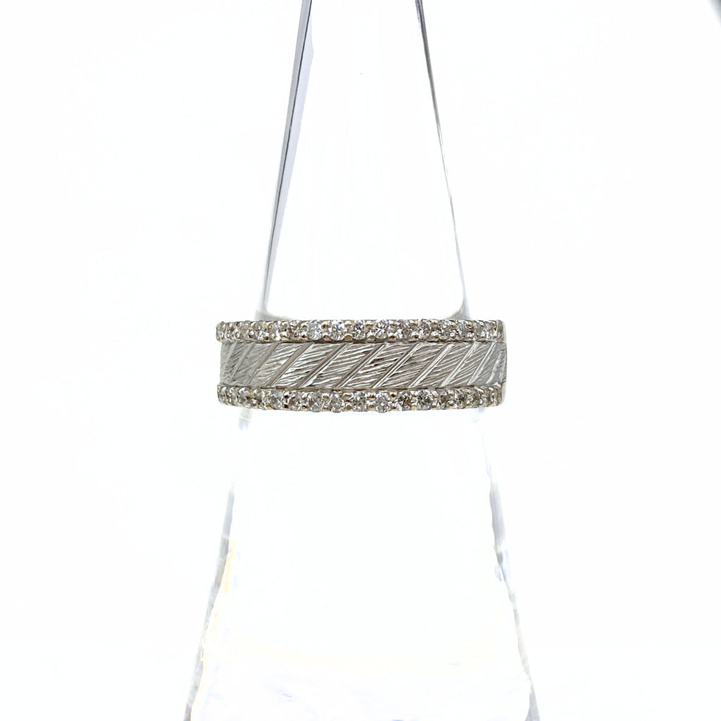 メレダイヤ デザインリング WG ホワイトゴールド 指輪 リング 12号 K18 WG ダイヤモンド レディース 【中古】nbjwl