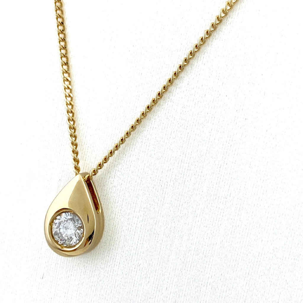 ダイヤモンド デザインネックレス YG イエローゴールド ペンダント ネックレス K18 750 ダイヤモンド レディース 【中古】nbjwl