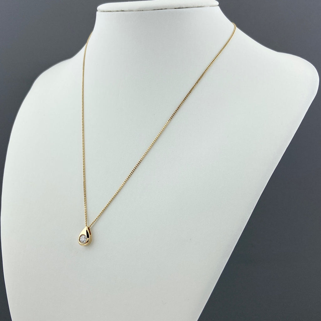 ダイヤモンド デザインネックレス YG イエローゴールド ペンダント ネックレス K18 750 ダイヤモンド レディース 【中古】nbjwl
