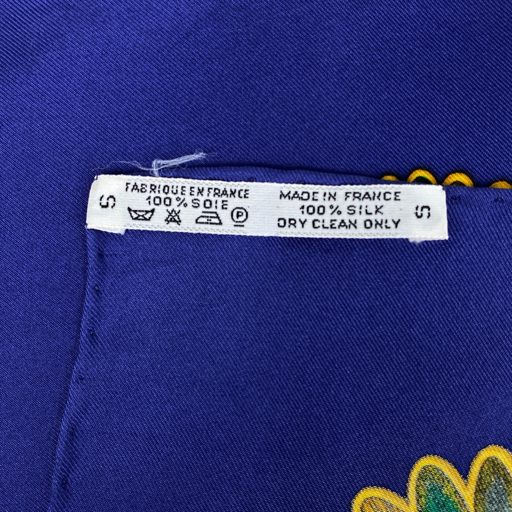 エルメス カレ 90 LES PARURES DU VENT 風の装い スカーフ シルク ブルー マルチカラー レディース 【中古】brbag