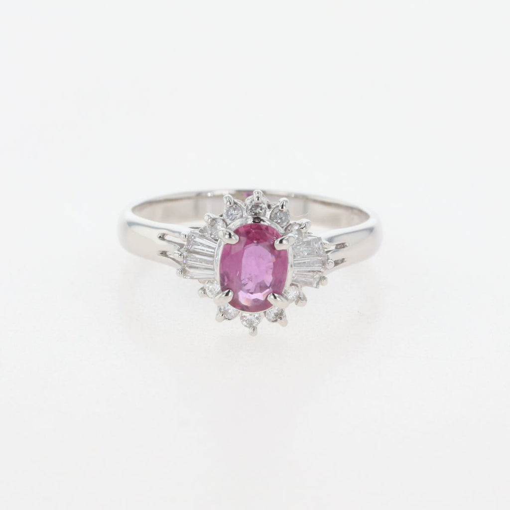 ルビー デザインリング プラチナ 指輪 メレダイヤ リング 11.5号 Pt850 ルビー ダイヤモンド レディース 【中古】nbjwl