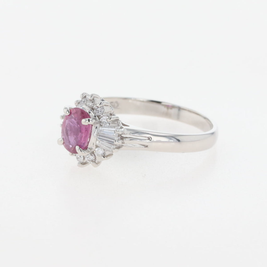 ルビー デザインリング プラチナ 指輪 メレダイヤ リング 11.5号 Pt850 ルビー ダイヤモンド レディース 【中古】nbjwl