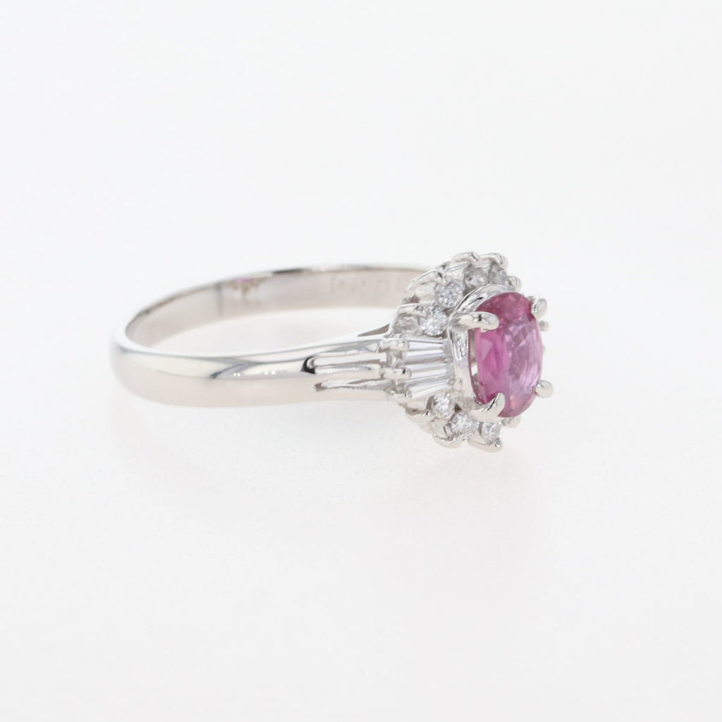 ルビー デザインリング プラチナ 指輪 メレダイヤ リング 11.5号 Pt850 ルビー ダイヤモンド レディース 【中古】nbjwl