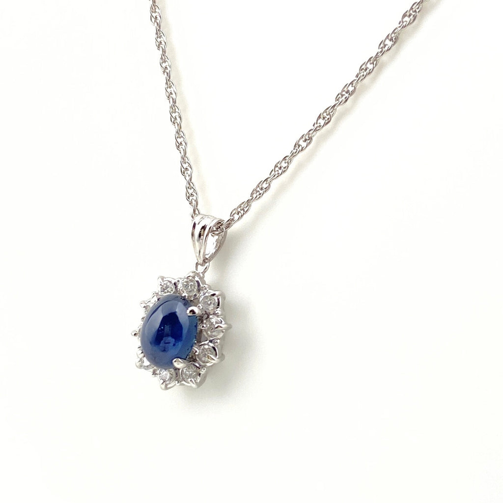 サファイア デザインネックレス プラチナ ペンダント メレダイヤ ダイヤモンド ネックレス Pt900 Pt850 サファイア レディース 【中古】nbjwl