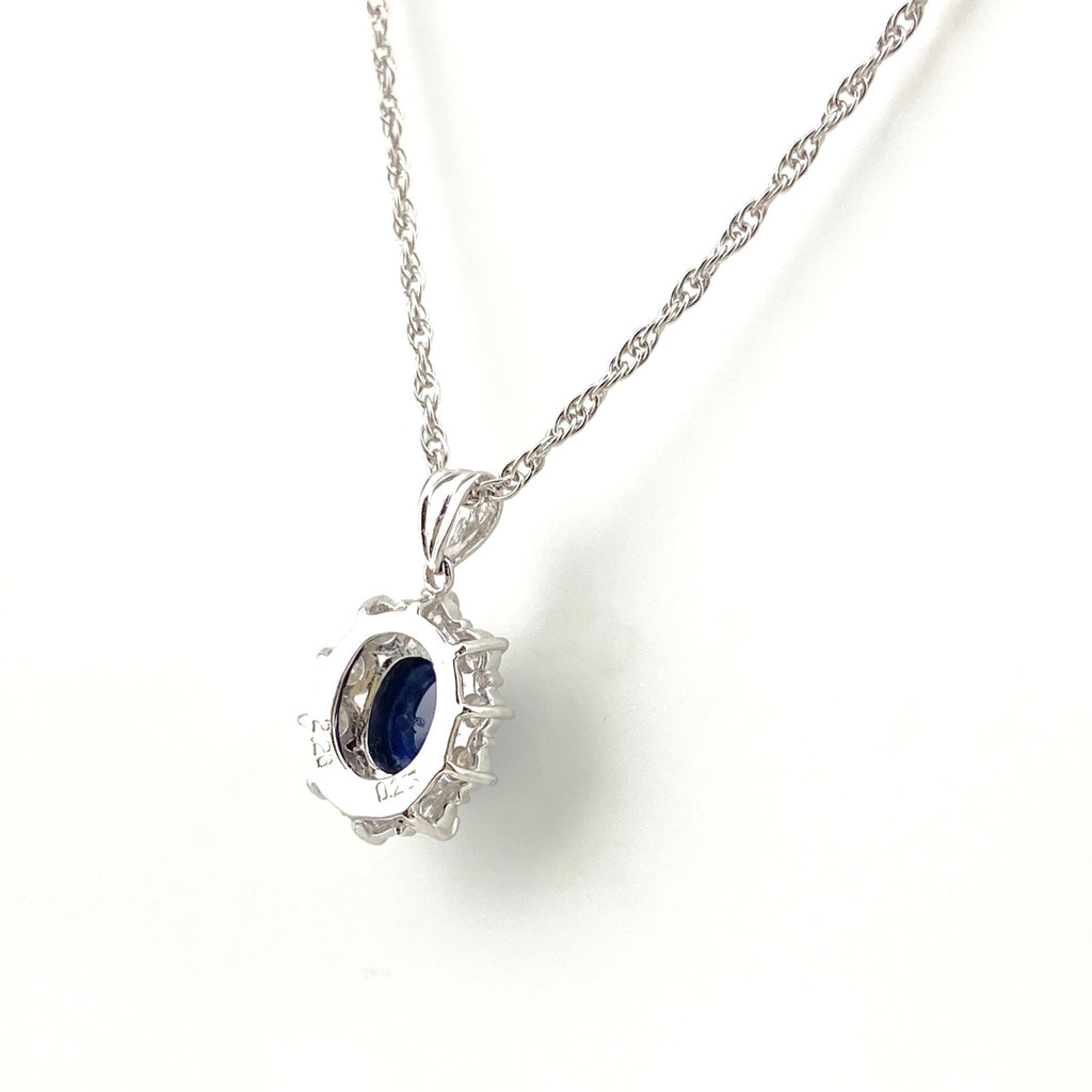 サファイア デザインネックレス プラチナ ペンダント メレダイヤ ダイヤモンド ネックレス Pt900 Pt850 サファイア レディース 【中古】nbjwl