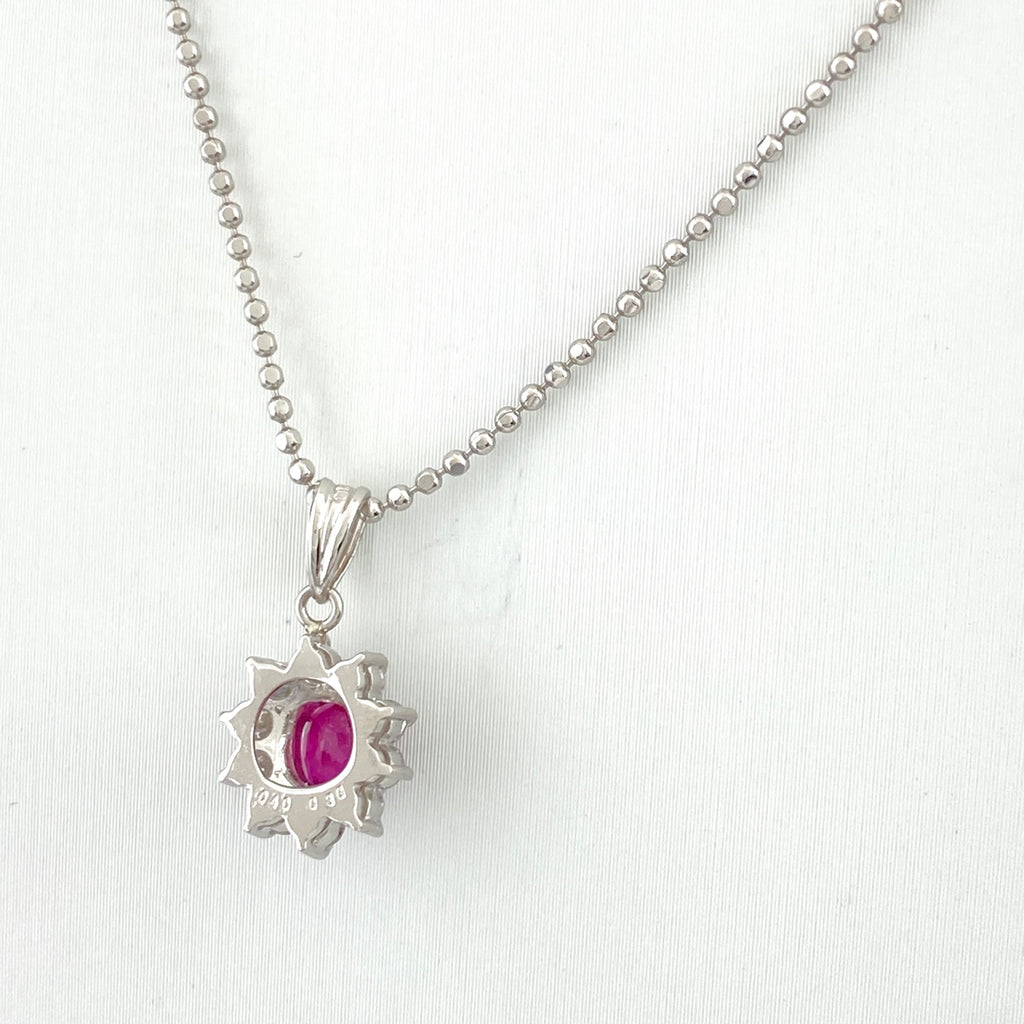 ルビー デザインネックレス プラチナ ペンダント メレダイヤ ネックレス Pt900 Pt850 ルビー レディース 【中古】nbjwl